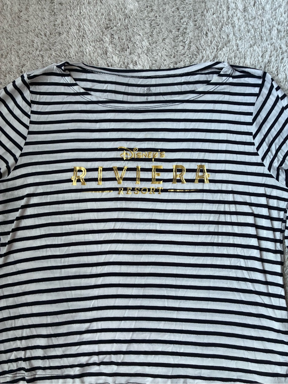 Disney Riviera Resort Black & White Striped long sleeve with Gold Foil Logo